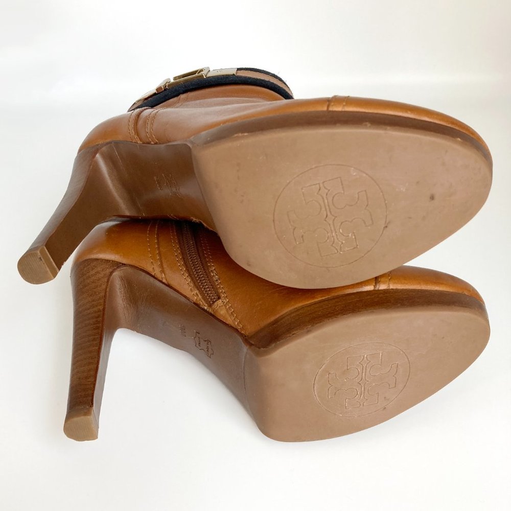 Tory Burch Tan Ankle Boots with Gold Buckle - Picture 16 of 16